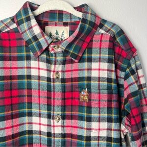 Kiel James Patrick Cozy Cabin Kids 12 Red Green Plaid Button-Down Flannel Shirt